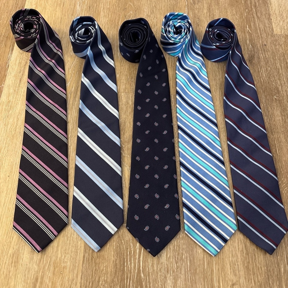 Brooks Brothers Silk Neckties Made In USA Classic Patterns Lot Of 5 100% Silk